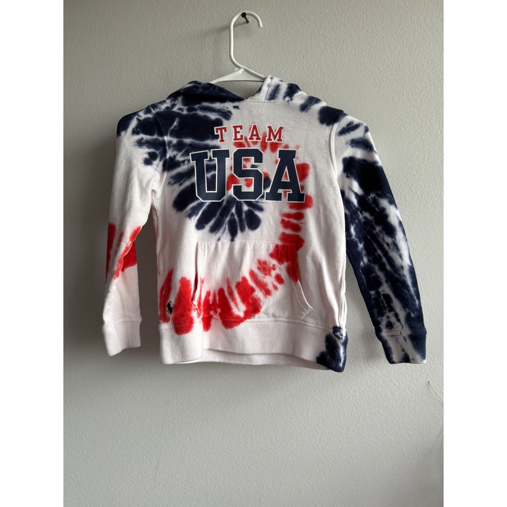 Polo Ralph Lauren Kids Team USA 2020‎ Olympic Tie Dye Hoodie Red White Blue Sz 6